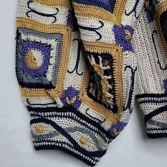 Peruvian Connection Handmade Pima Cotton Knit Cardigan Size Small - Picture 6 of 13